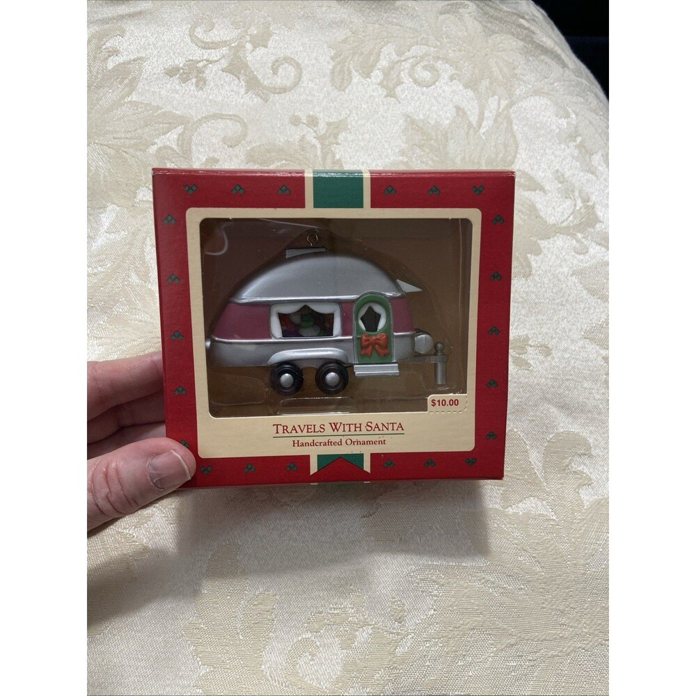 1988 Hallmark Ornament- Travels with Santa- Travel Trailer- Airstream